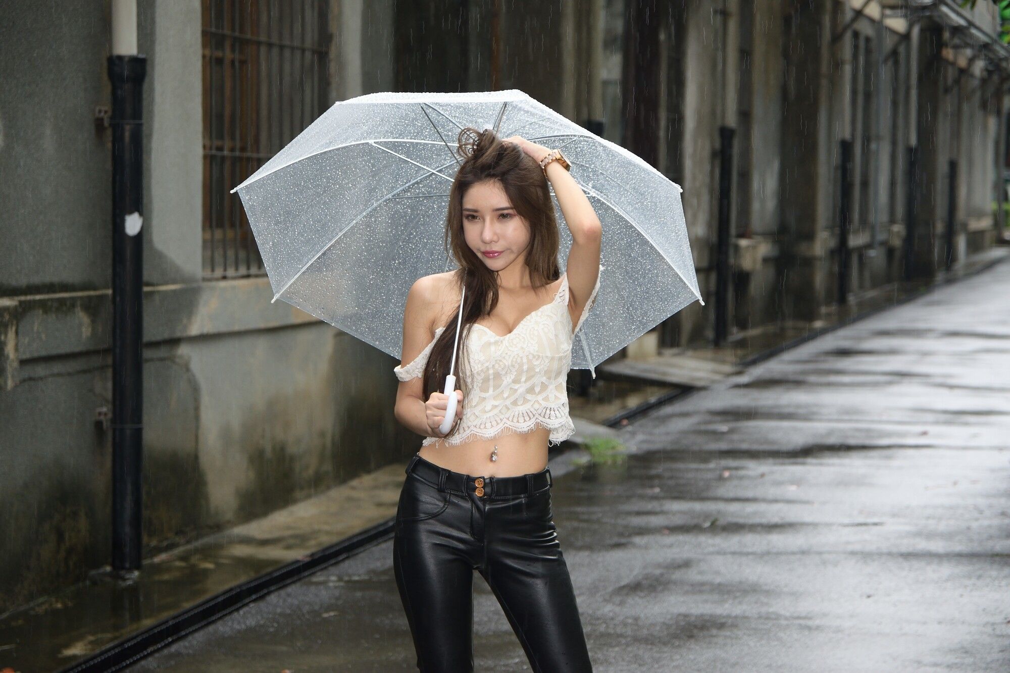 Taiwan Girl Shen Qi Qi Leather Pants Girl